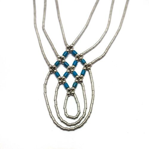 collier de perles turquoise et argent