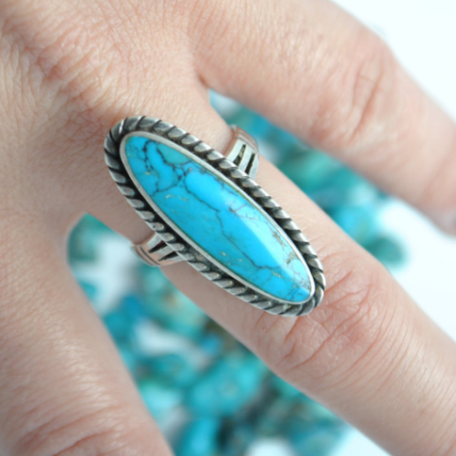 Bague vintage en turquoise et argent 925