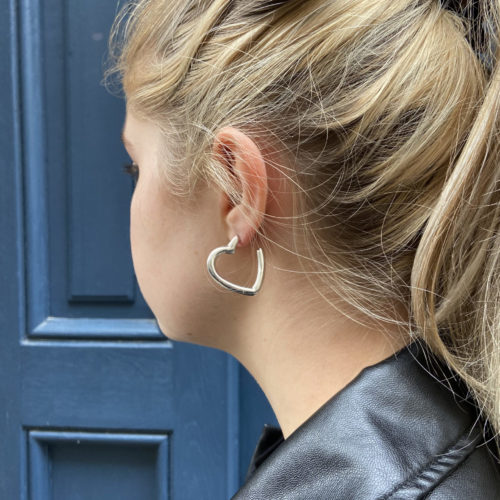 Boucles d'oreilles coeur en argent 925