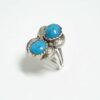 Bague plume en turquoise et argent