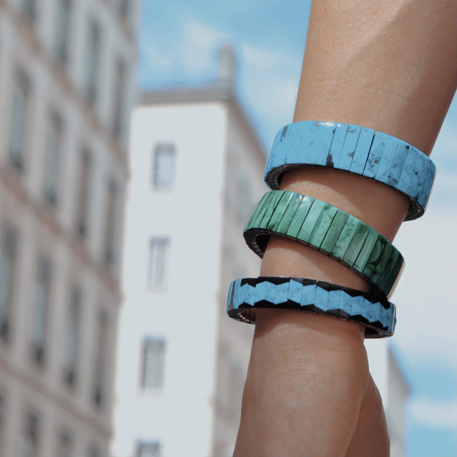 Bracelets extensibles en turquoise naturelle