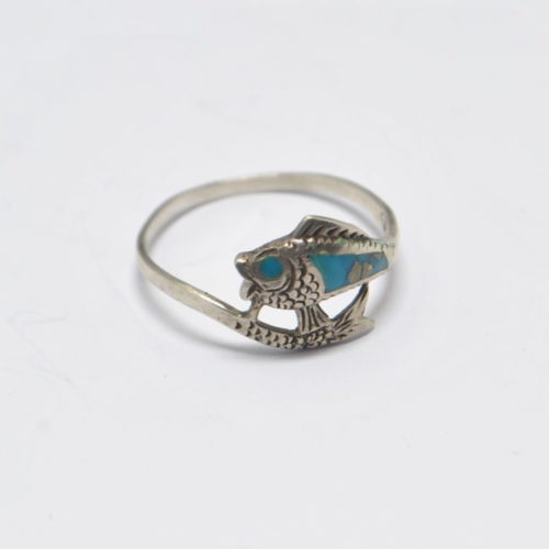 Bague poisson turquoise et argent 925