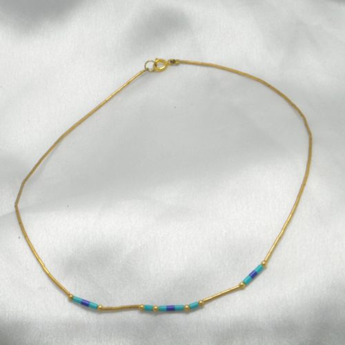 Collier de perles turquoise et lapis lazuli