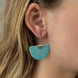 GRANDE - Boucles d'oreilles en turquoise naturelle demi-cercle pendantes