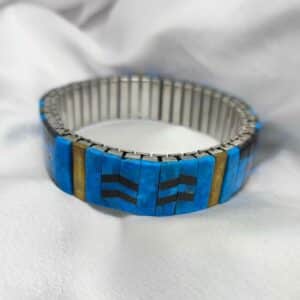 bracelet extensible turquoise, onyx et corail
